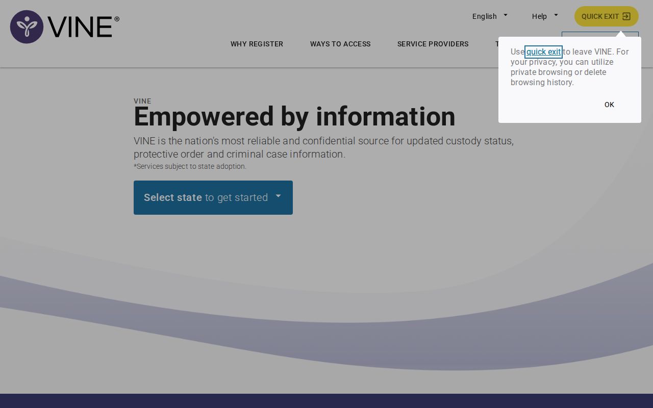 VINELink search for Mineral County inmate release notifications