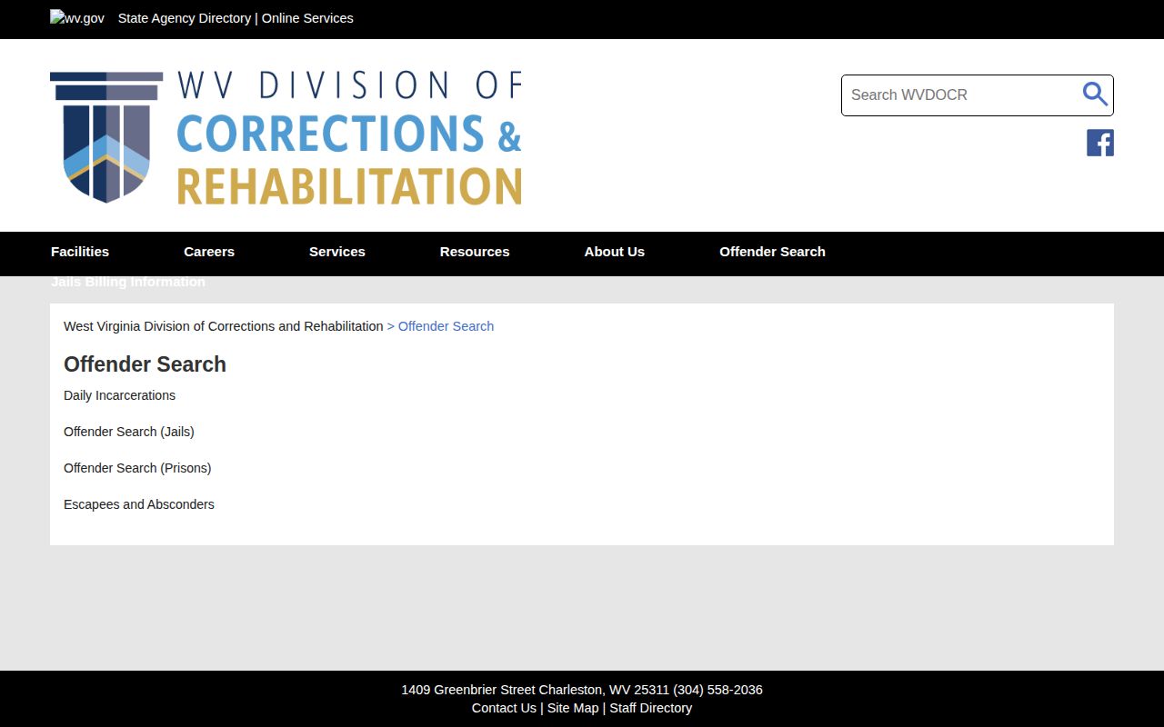WVDCR offender search hub for Mineral County released inmates